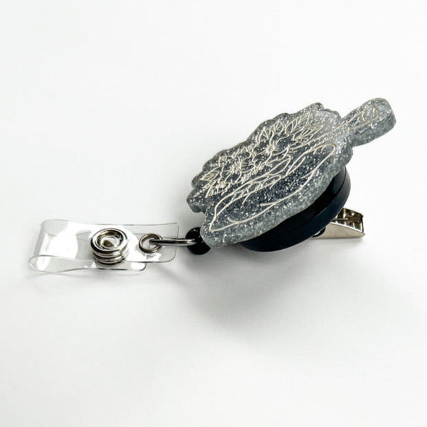 Glitter Badge Reel Topper: Floral Lungs