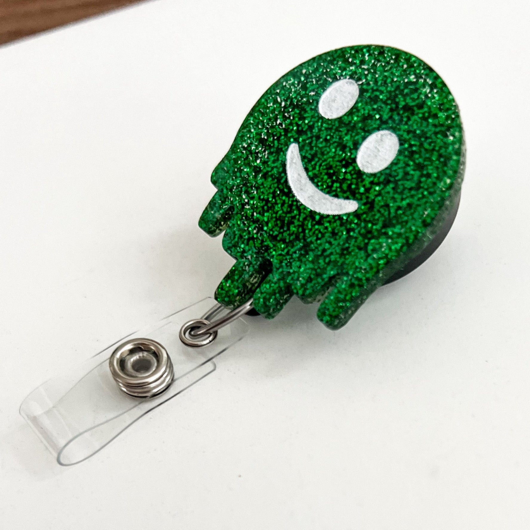 Glitter Badge Reel Topper: Melting Smile