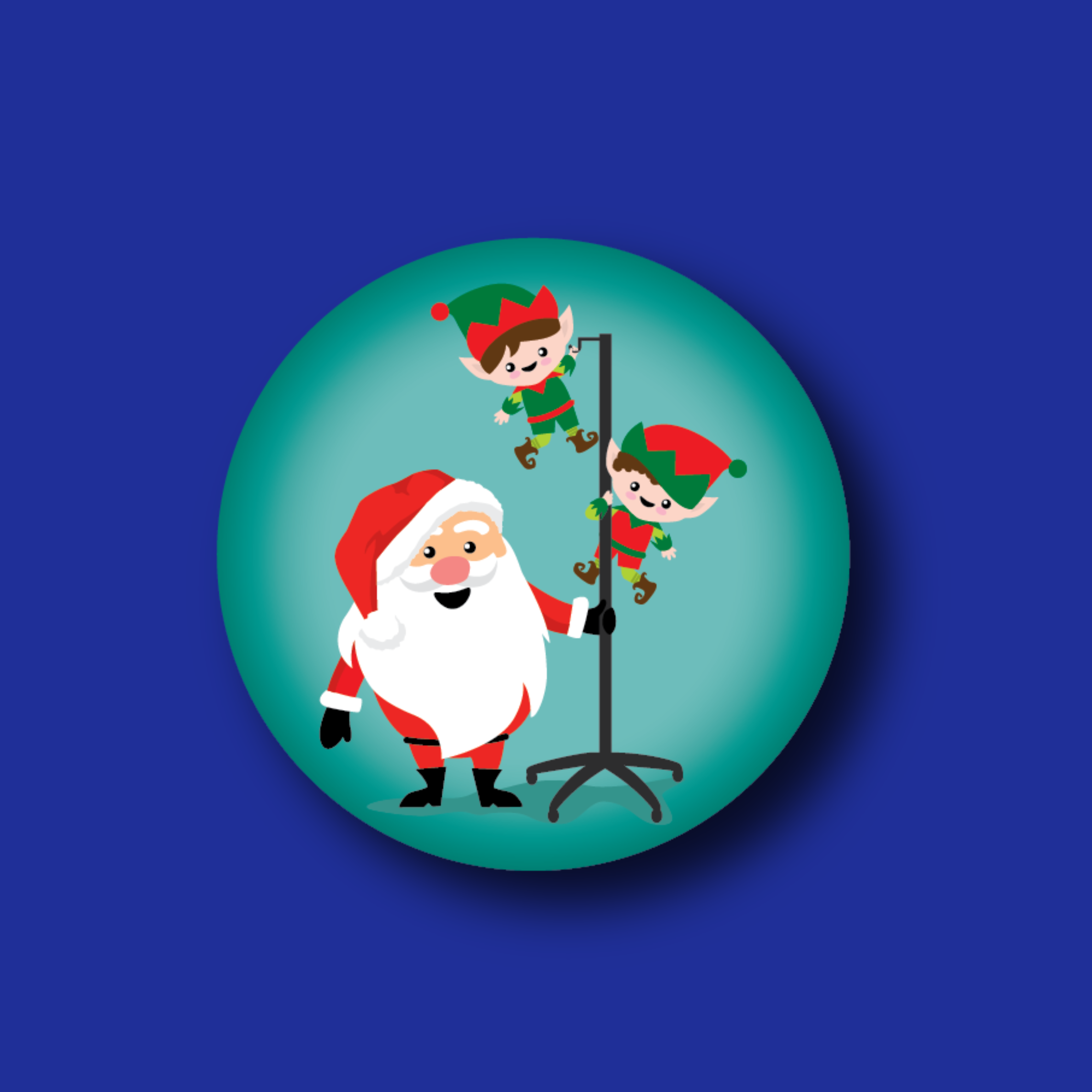 Badge Topper: Santa & IV Elves