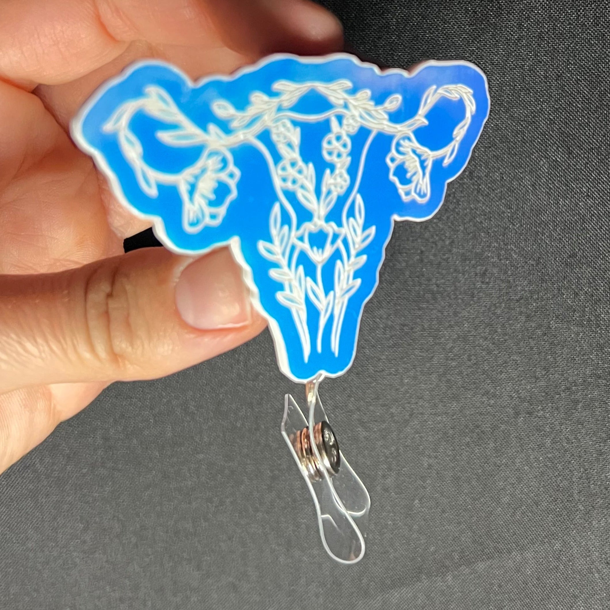 Color Shift Badge Reel Topper: Floral Uterus
