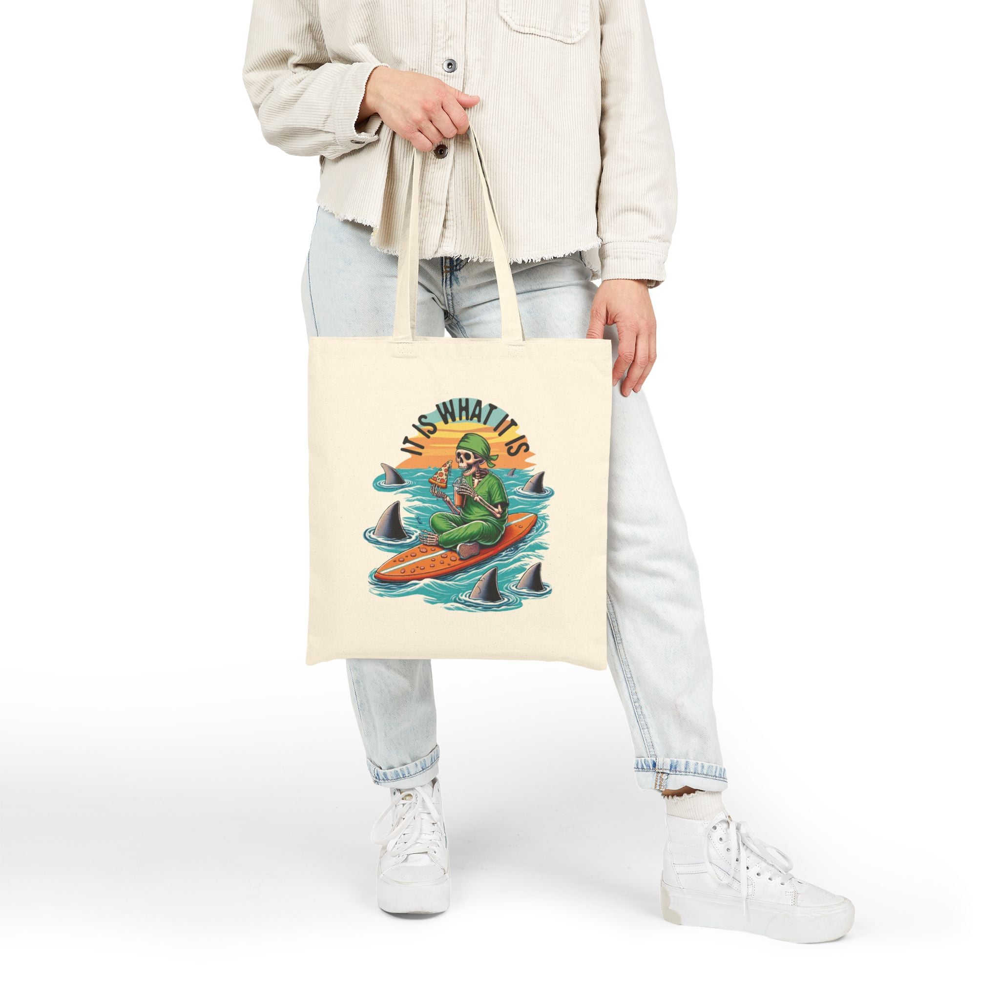 Tote Bag: It is what it is skeleton pizza