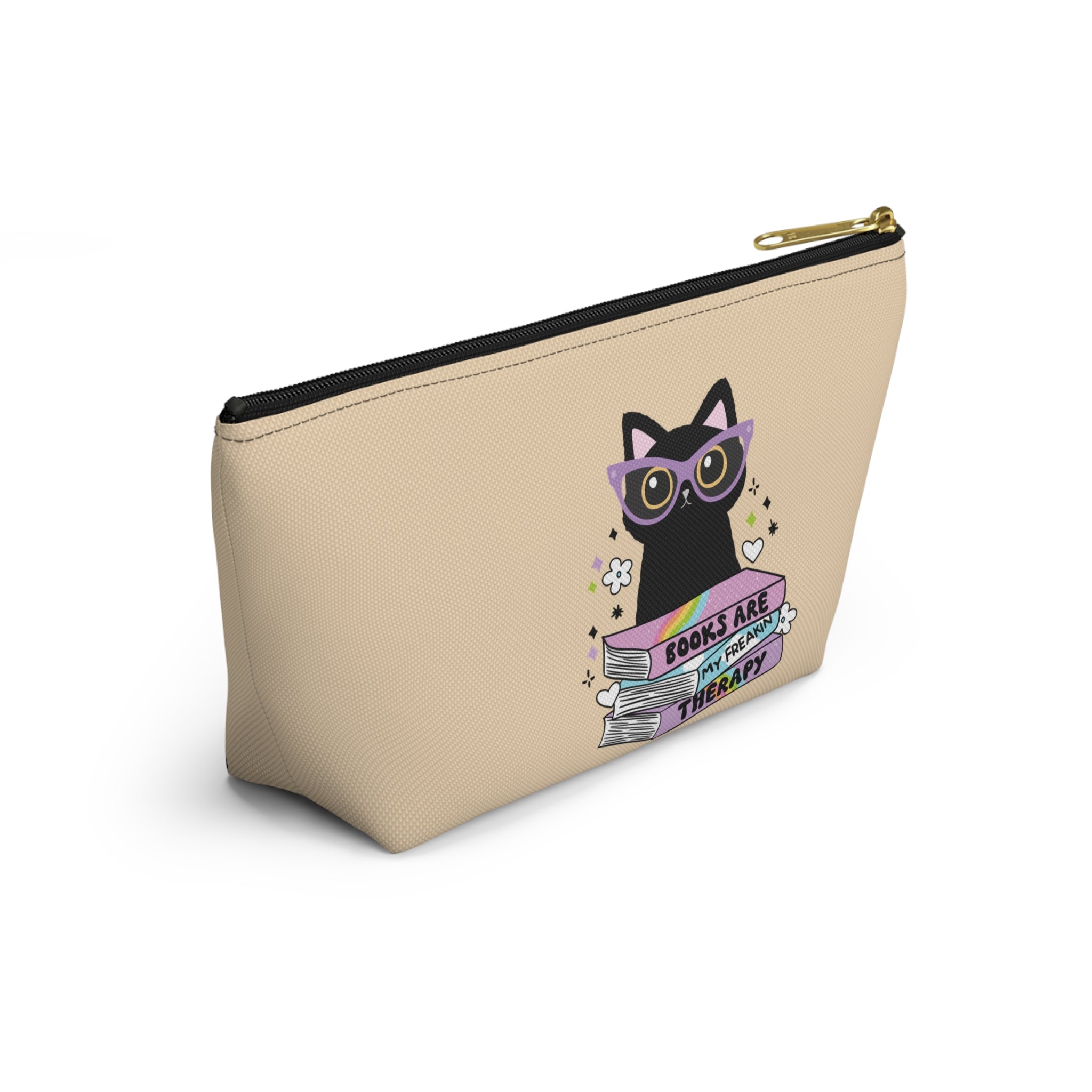 Pen Bag: Black cat books are my freakin therapy