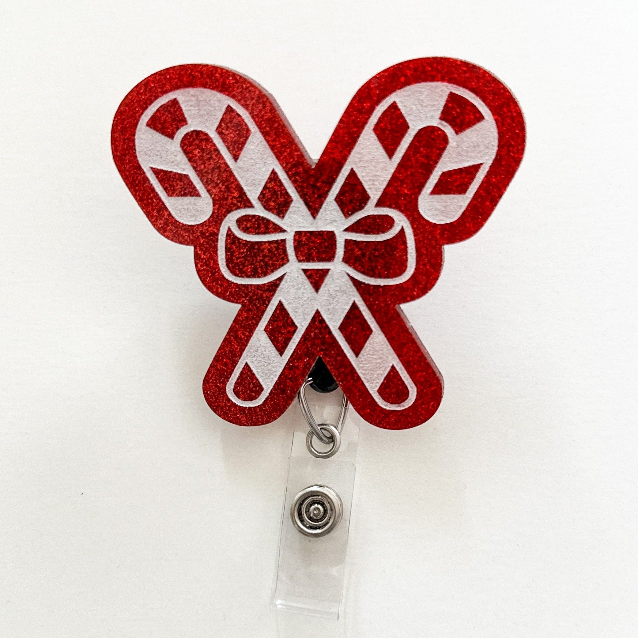 Glitter Badge Reel Topper: Candy Cane