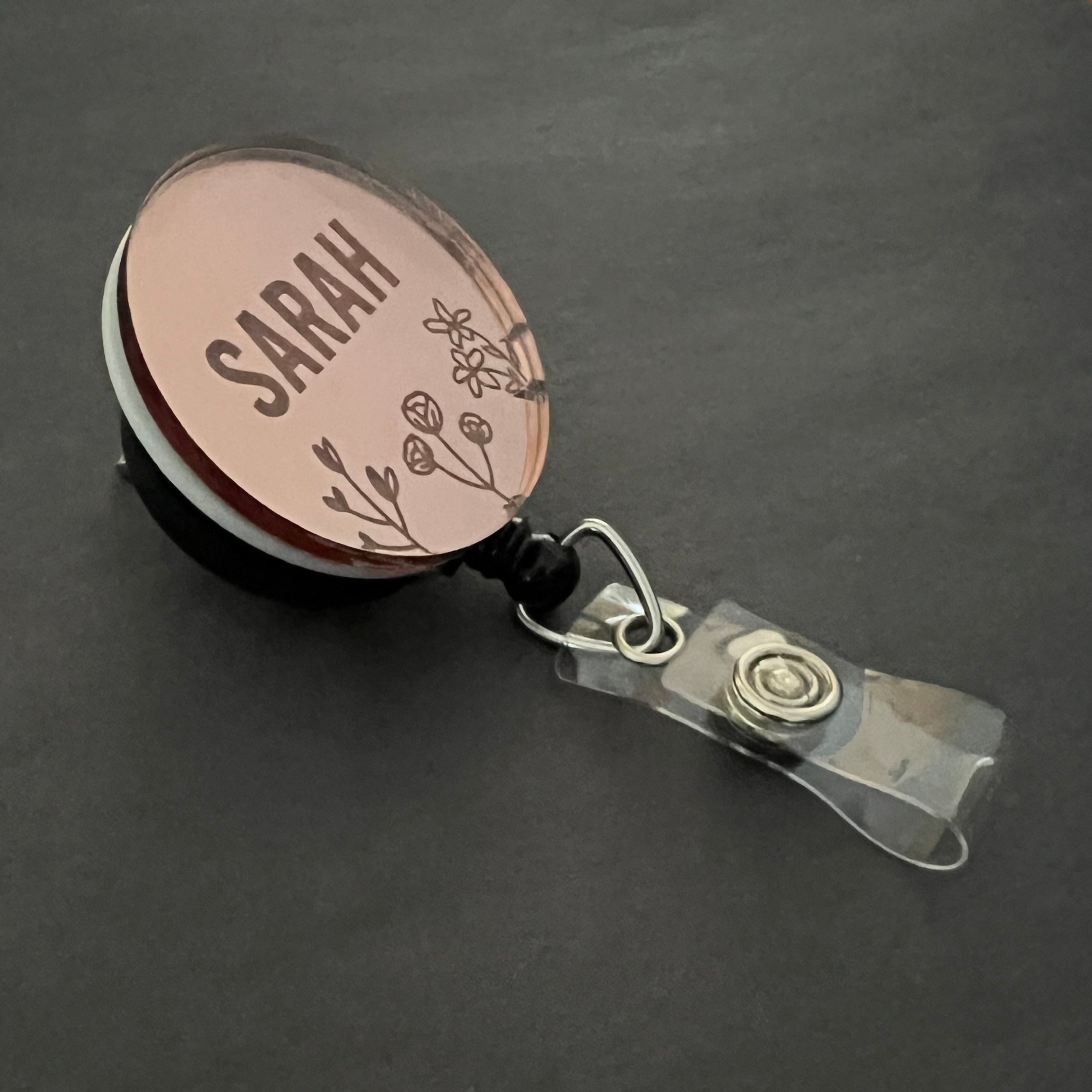 Mirrored Badge Reel Topper: Wildflowers - Personalize!