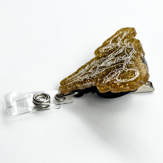 Glitter Badge Reel Topper: Floral Uterus