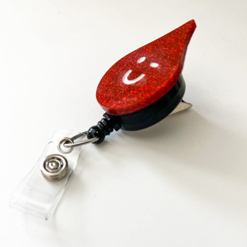 Glitter Badge Reel Topper: Blood Drop