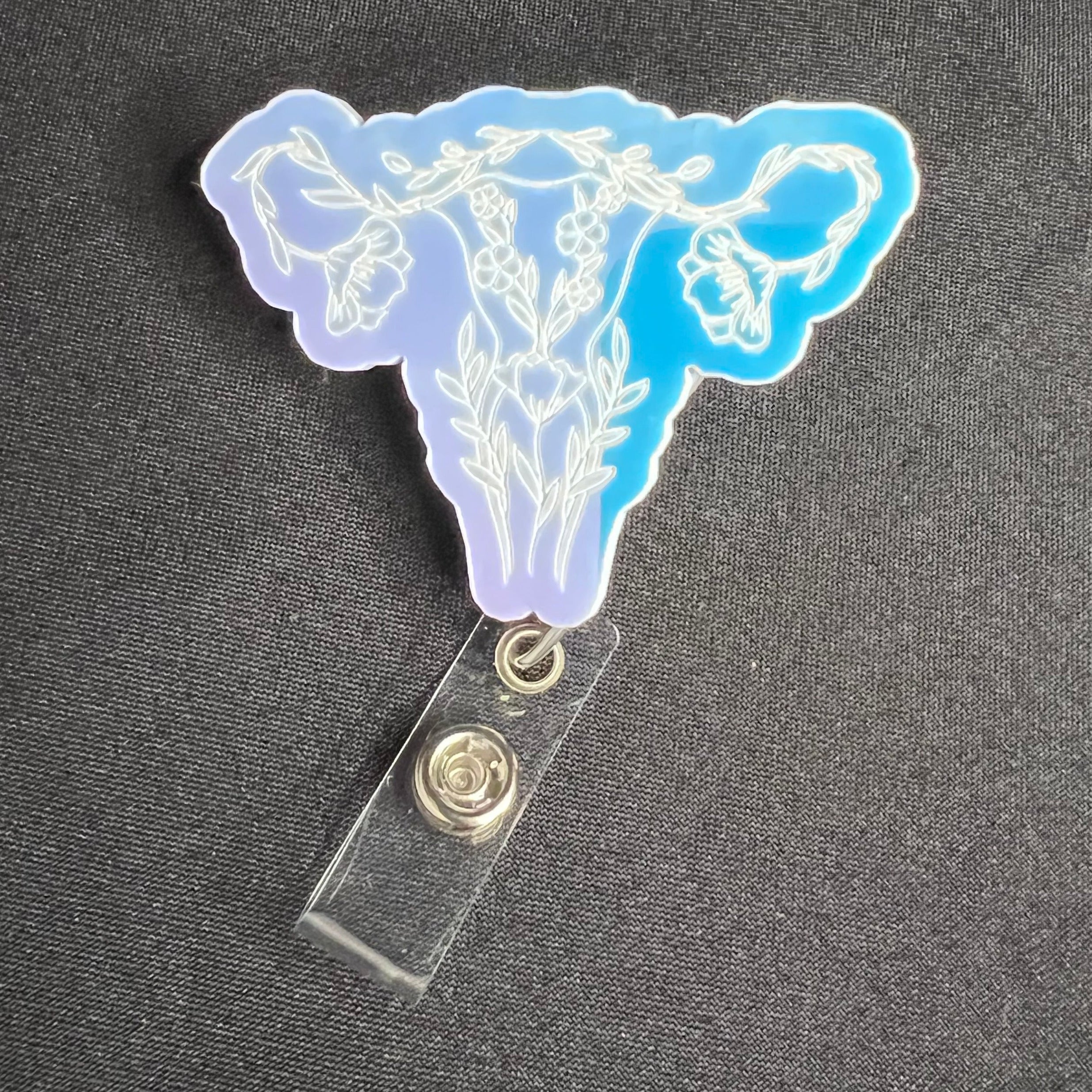 Color Shift Badge Reel Topper: Floral Uterus