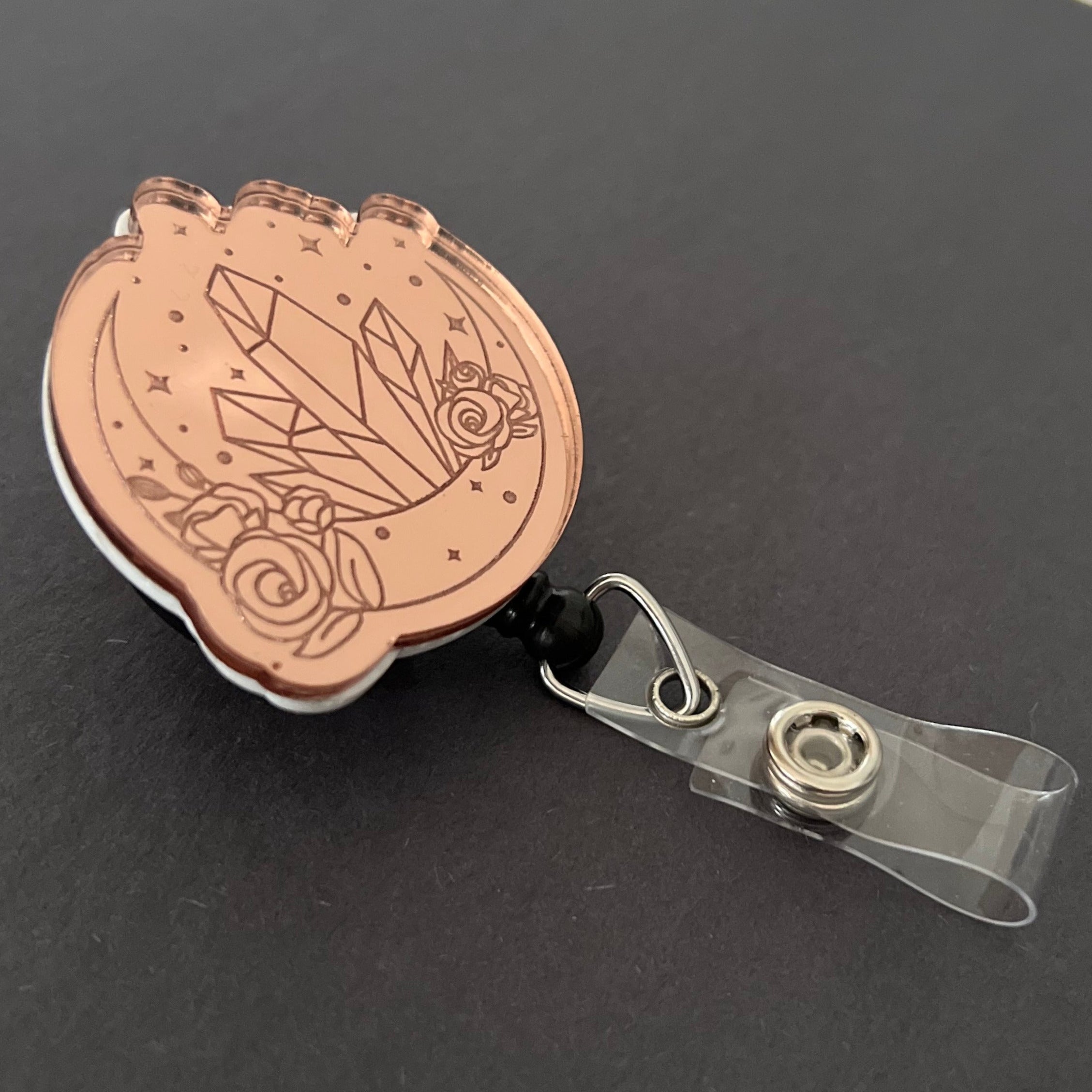 Mirrored Badge Reel Topper: Celestial