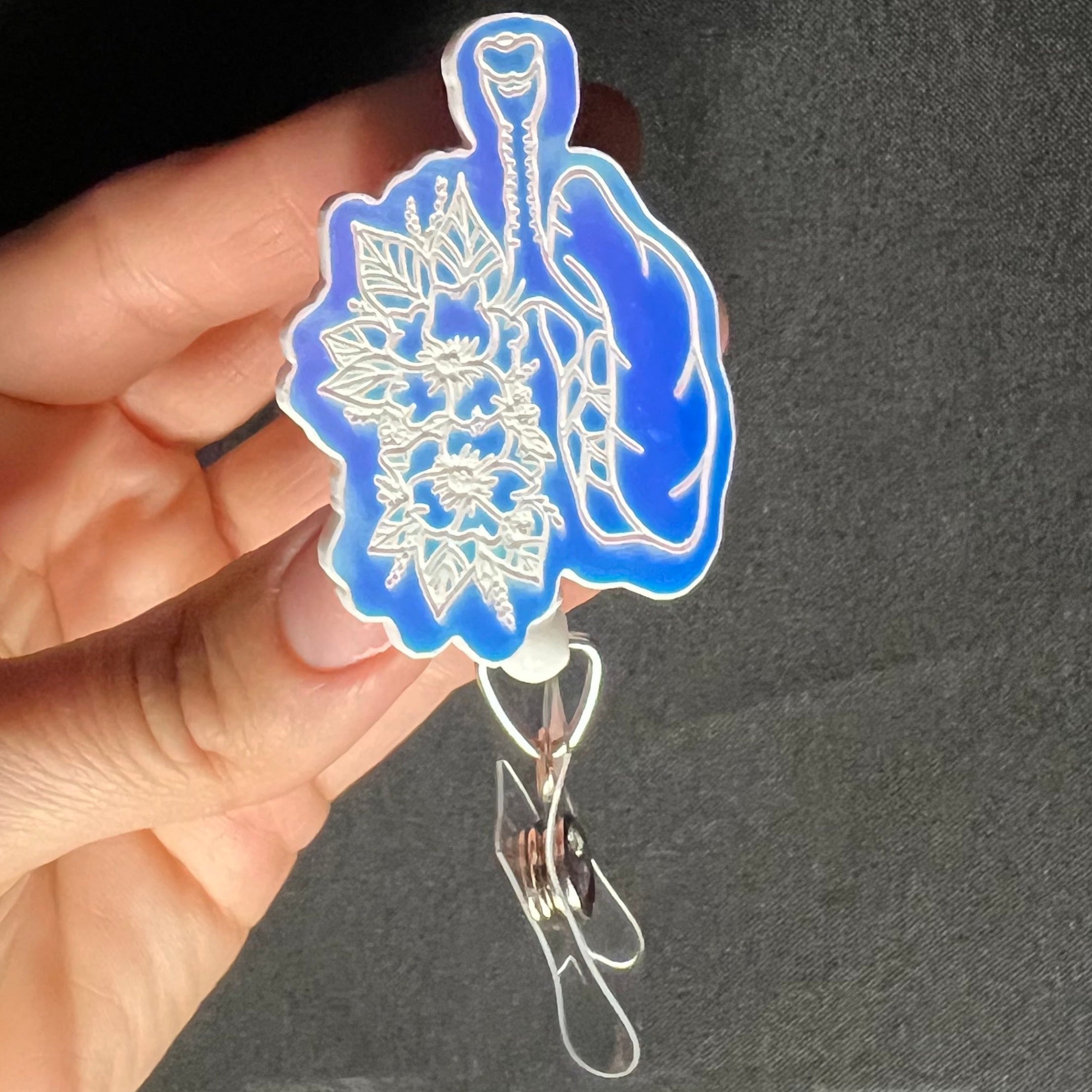 Color Shift Badge Reel Topper: Floral Lungs