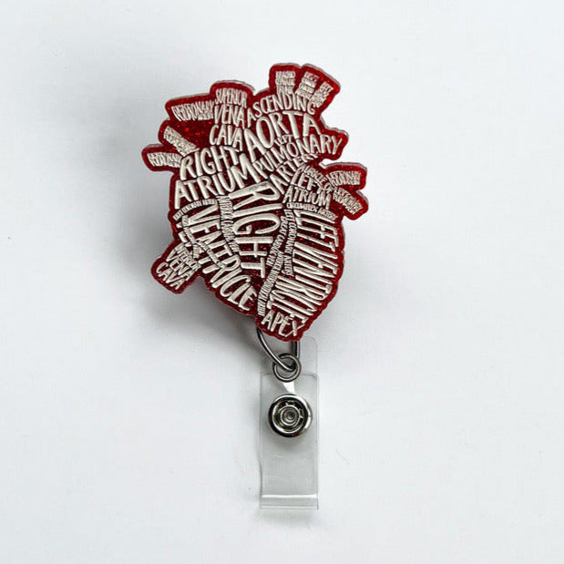 Glitter Badge Reel Topper: Typographical Heart