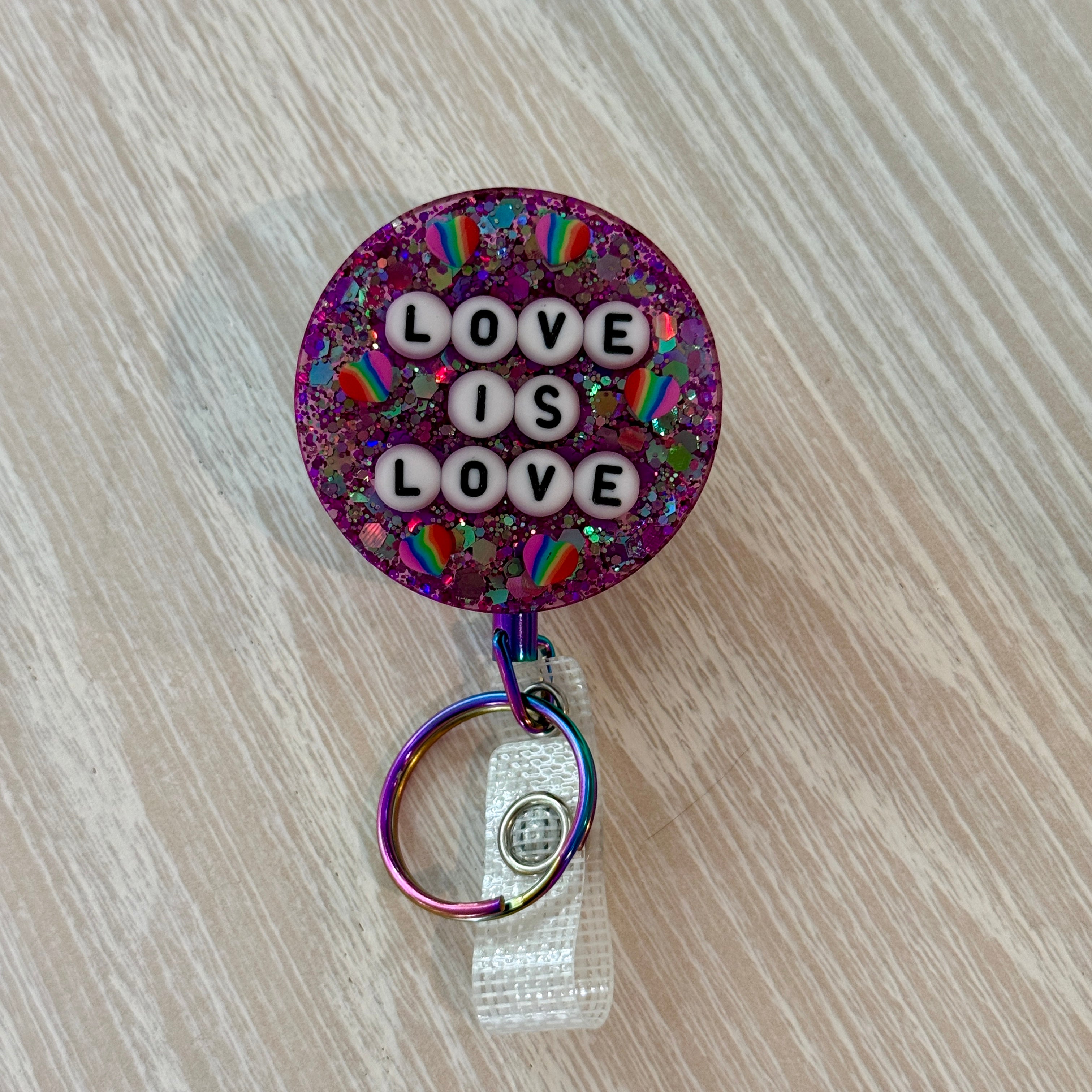 Glitter Badge Topper: Love is Love (topper only - no badge reel)