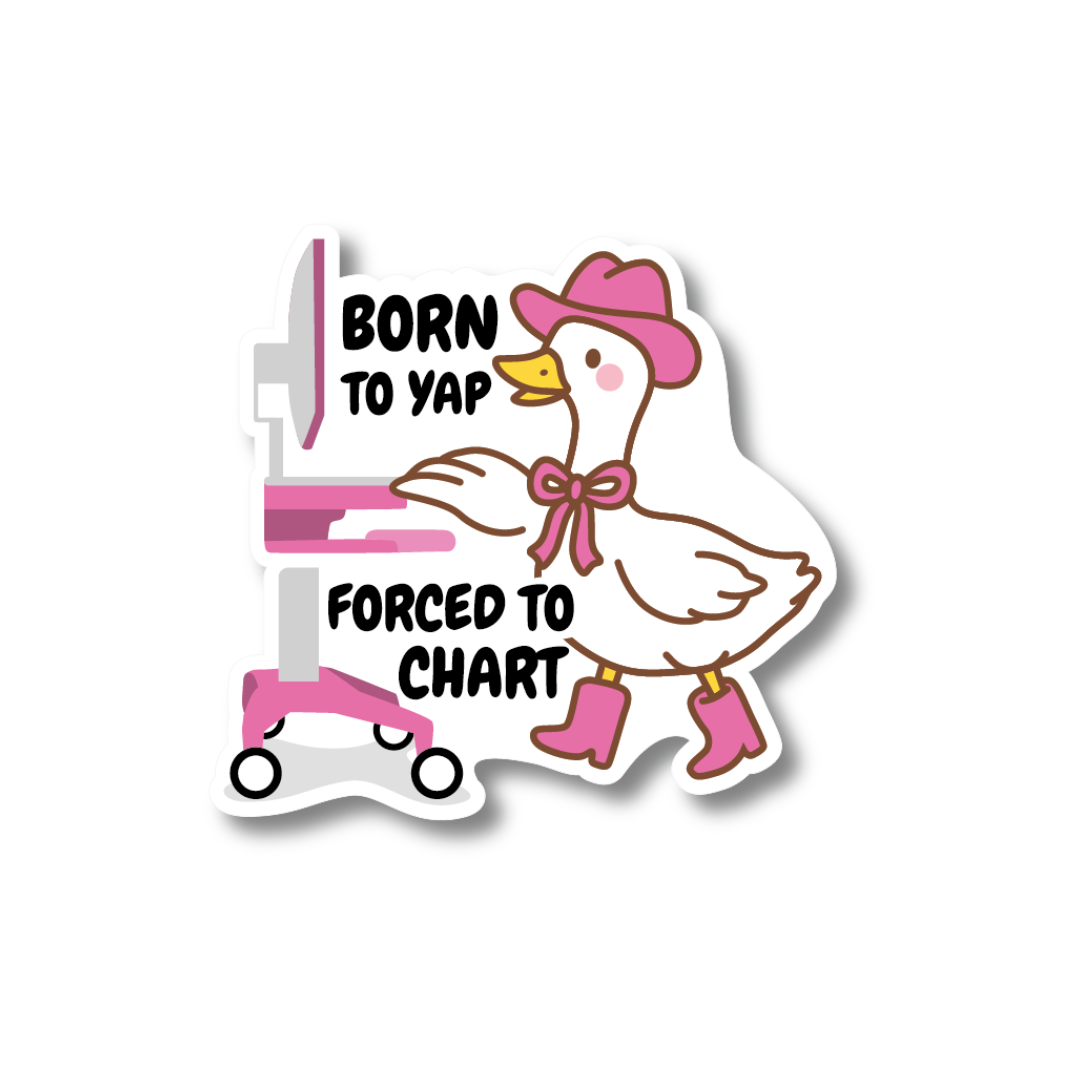 Acrylic Badge Topper: Born to yap, forced to chart