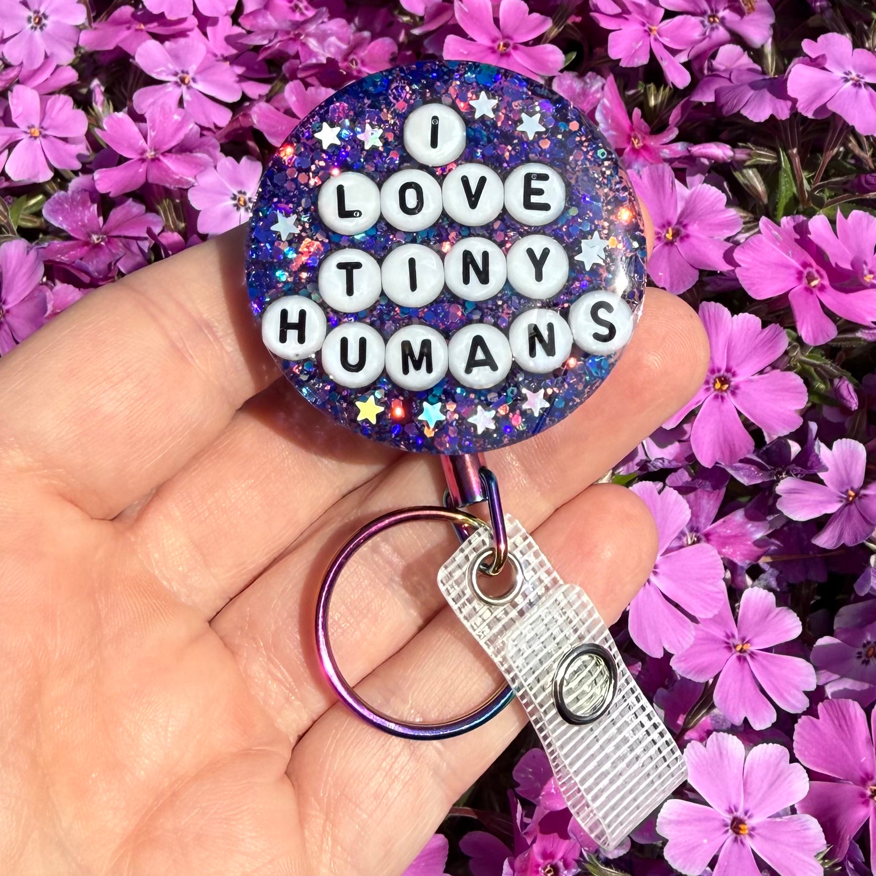 Glitter Badge Topper: I love tiny humans (topper only)