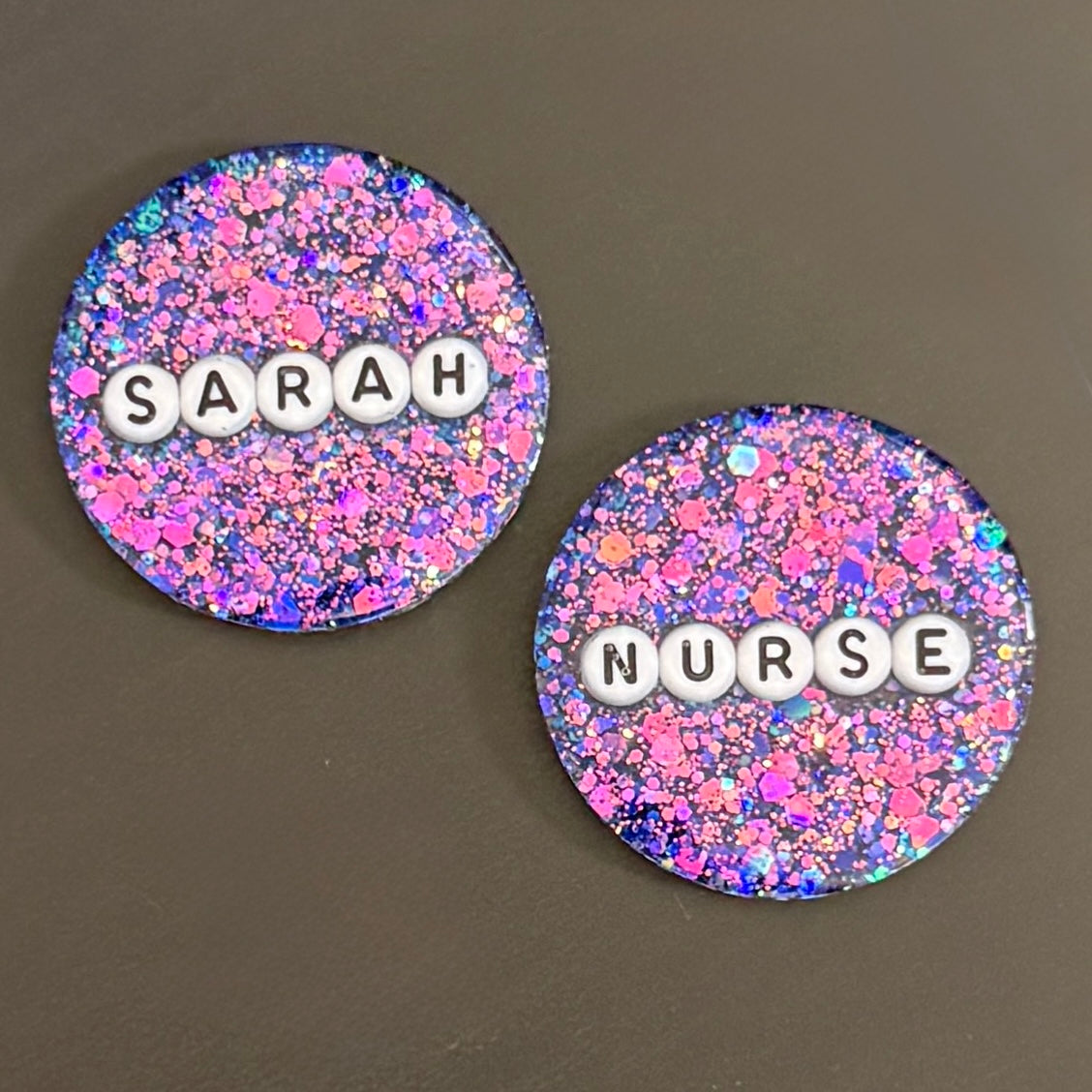 Glitter Badge Topper: Custom - Single Line