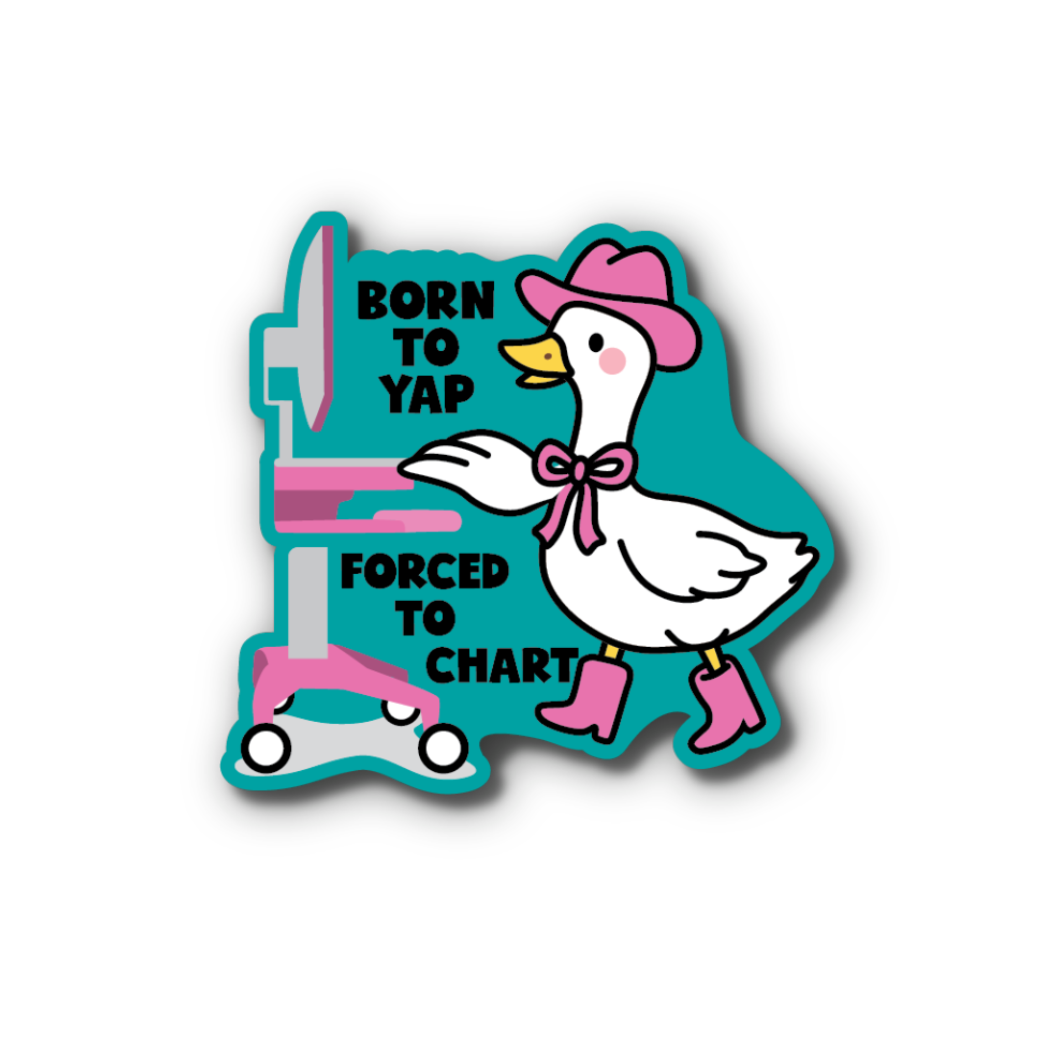 Acrylic Badge Topper: Born to yap, forced to chart