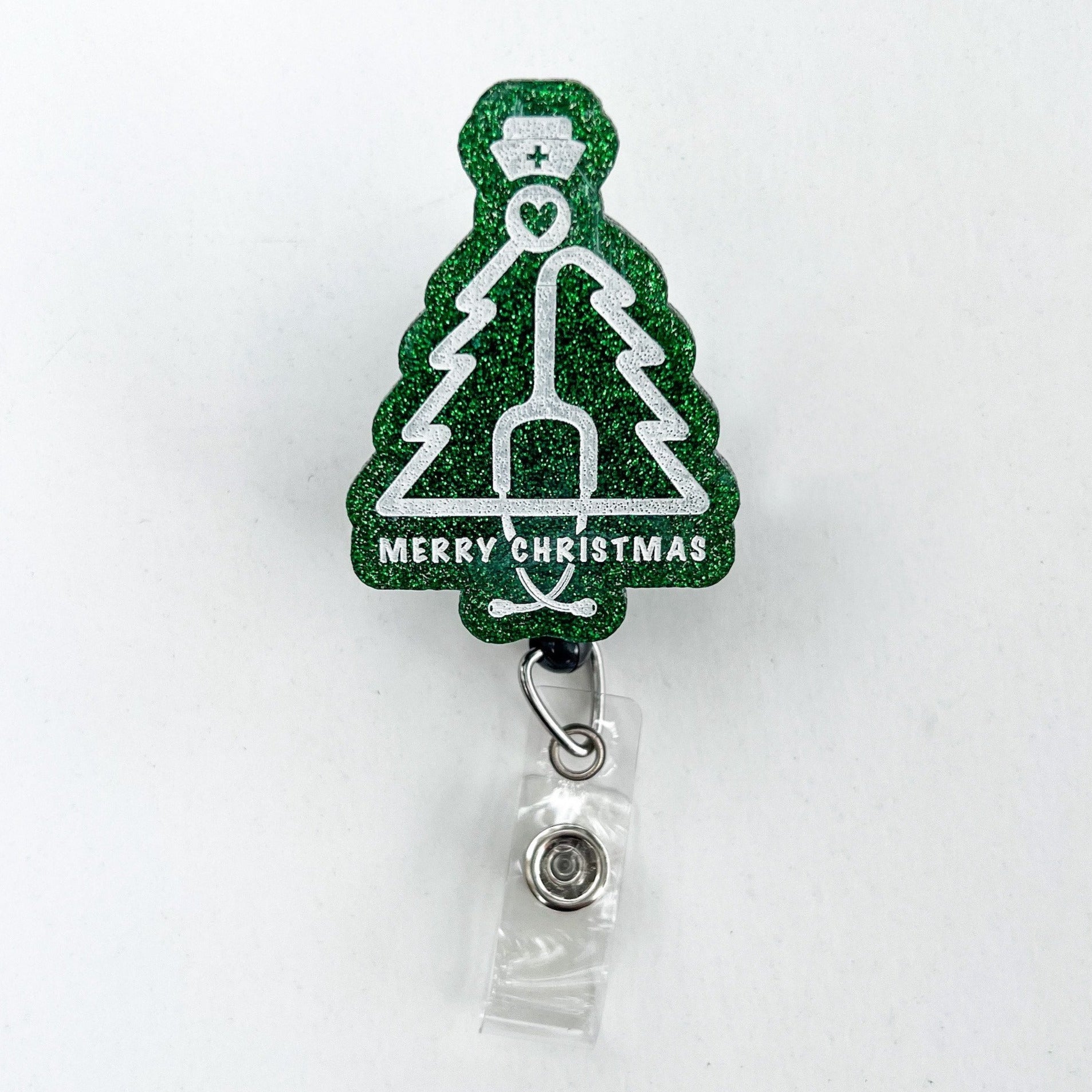 Glitter Badge Reel Topper: Stethoscope Christmas Tree