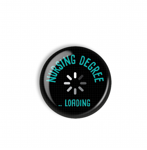 A black button with teal text and a white loading symbol, indicating that the nursing degree is currently loading.