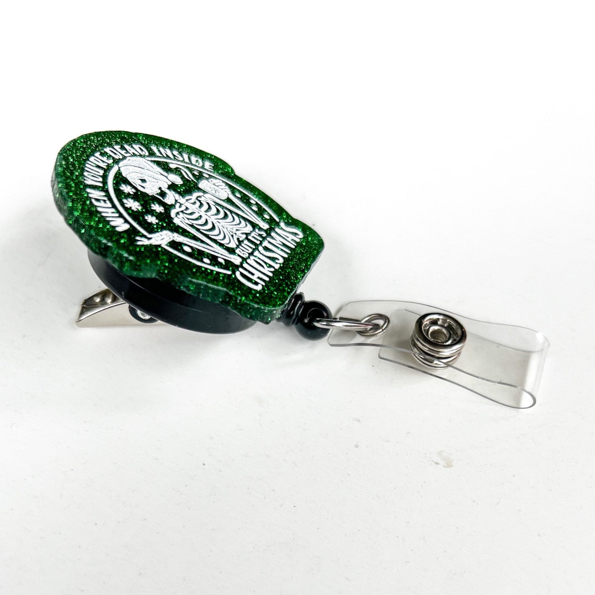 Glitter Badge Reel Topper: Dead Inside But It's Christmas