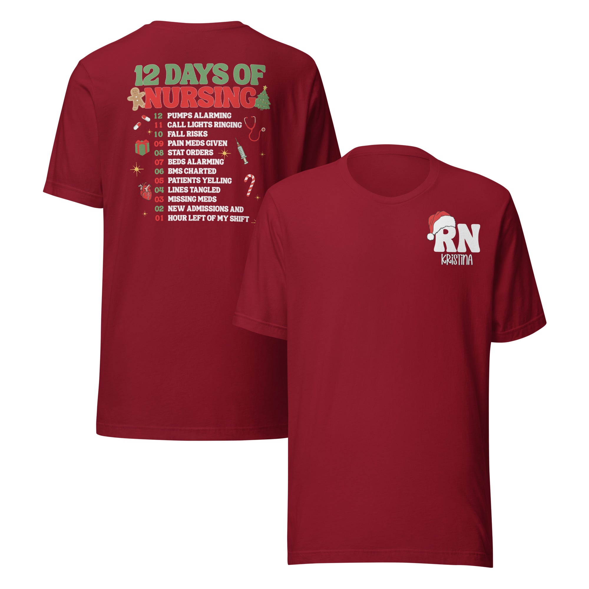 12 days of Christmas Custom Nurse LPN Shirt