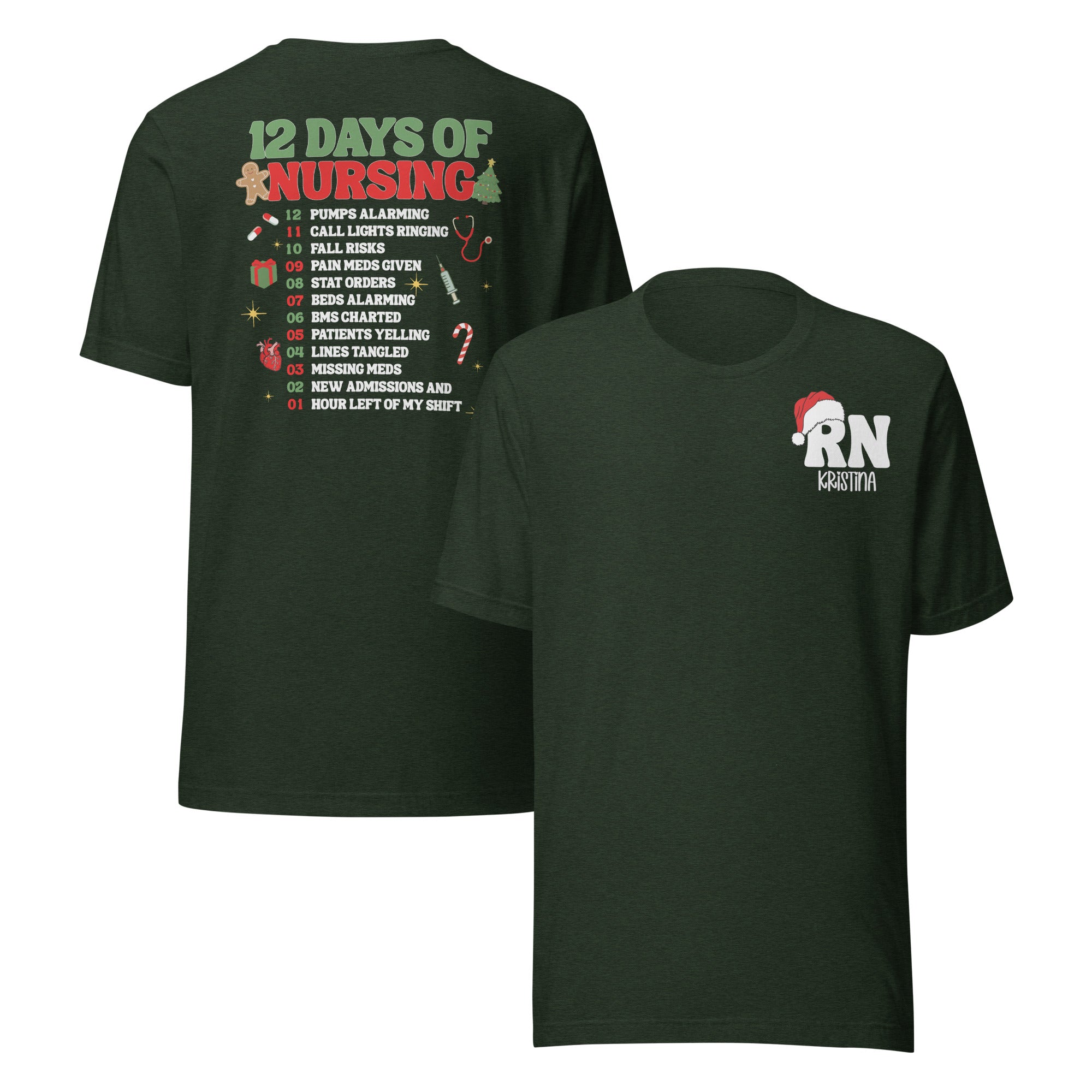 12 days of Christmas Custom Nurse LPN Shirt