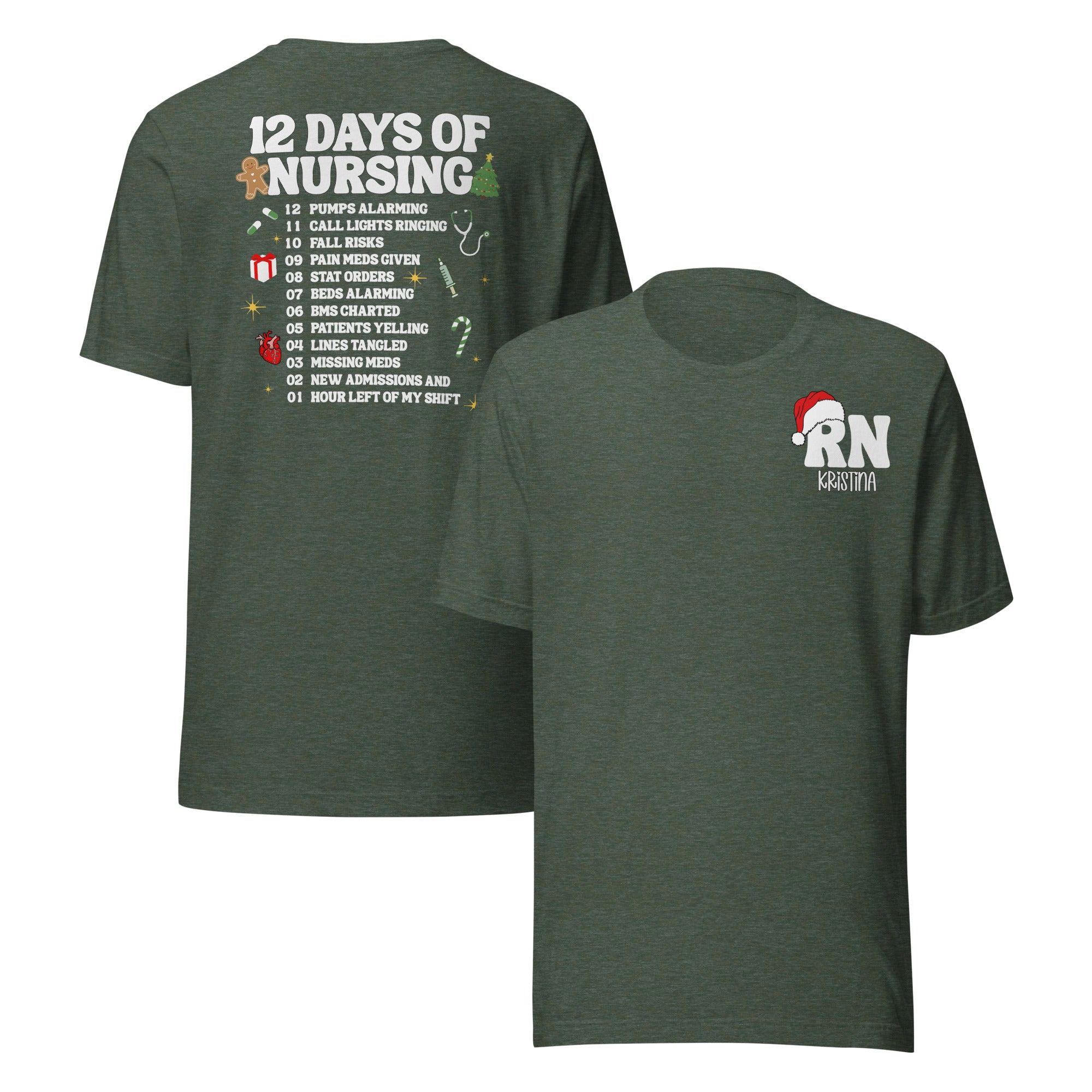 12 days of Christmas Custom Nurse LPN Shirt