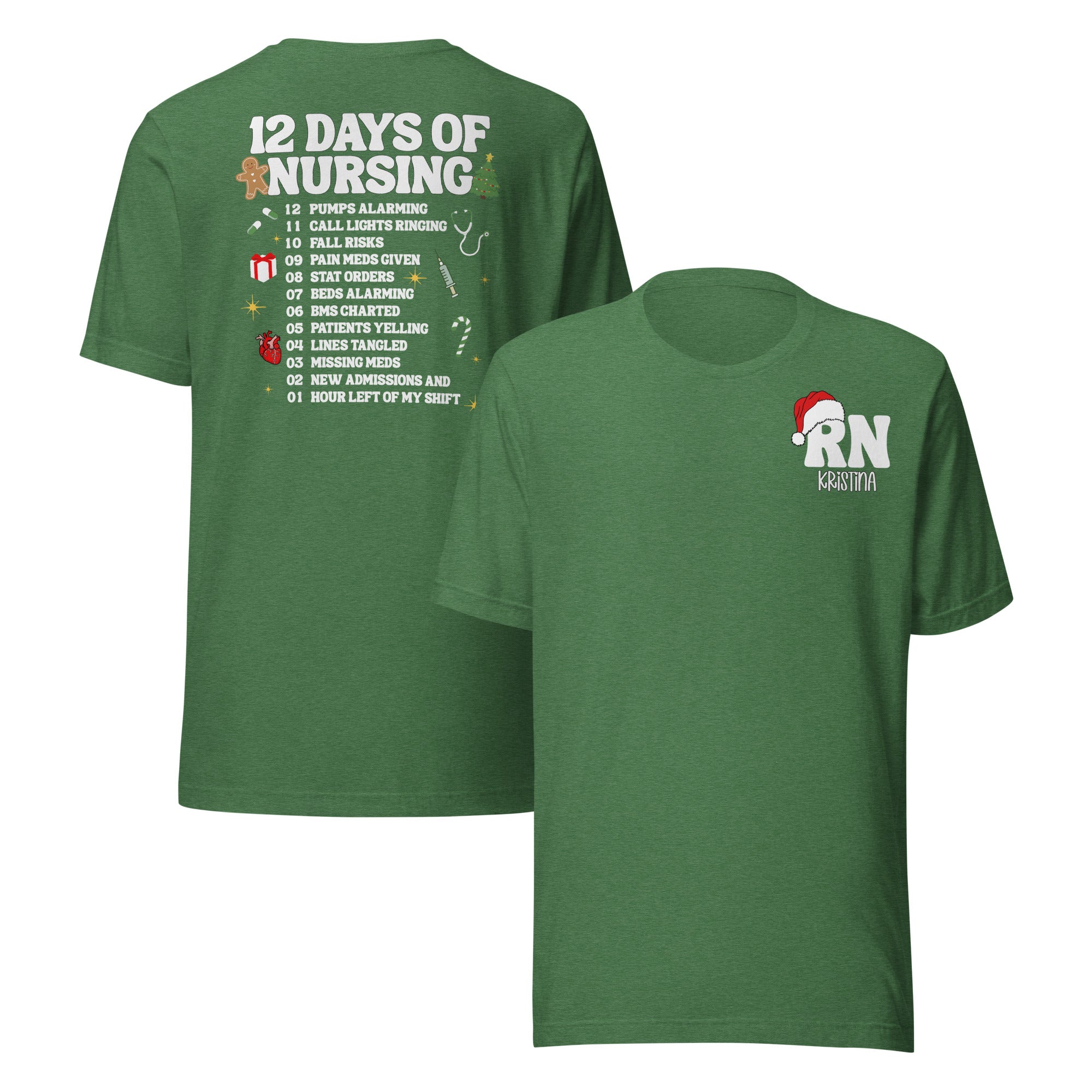 12 days of Christmas Custom Nurse LPN Shirt