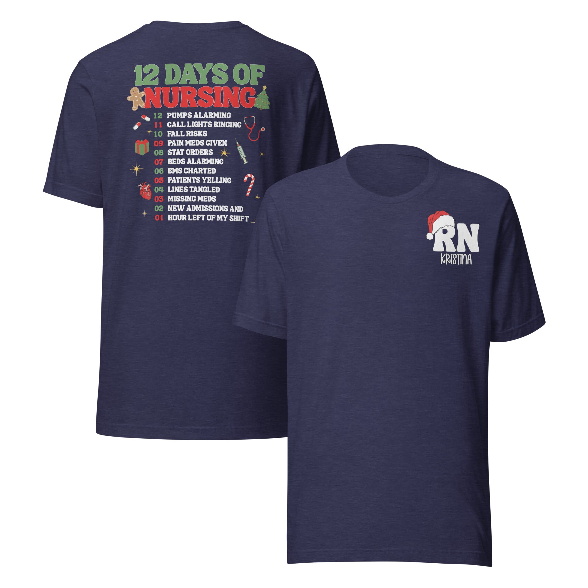 12 days of Christmas Custom Nurse LPN Shirt