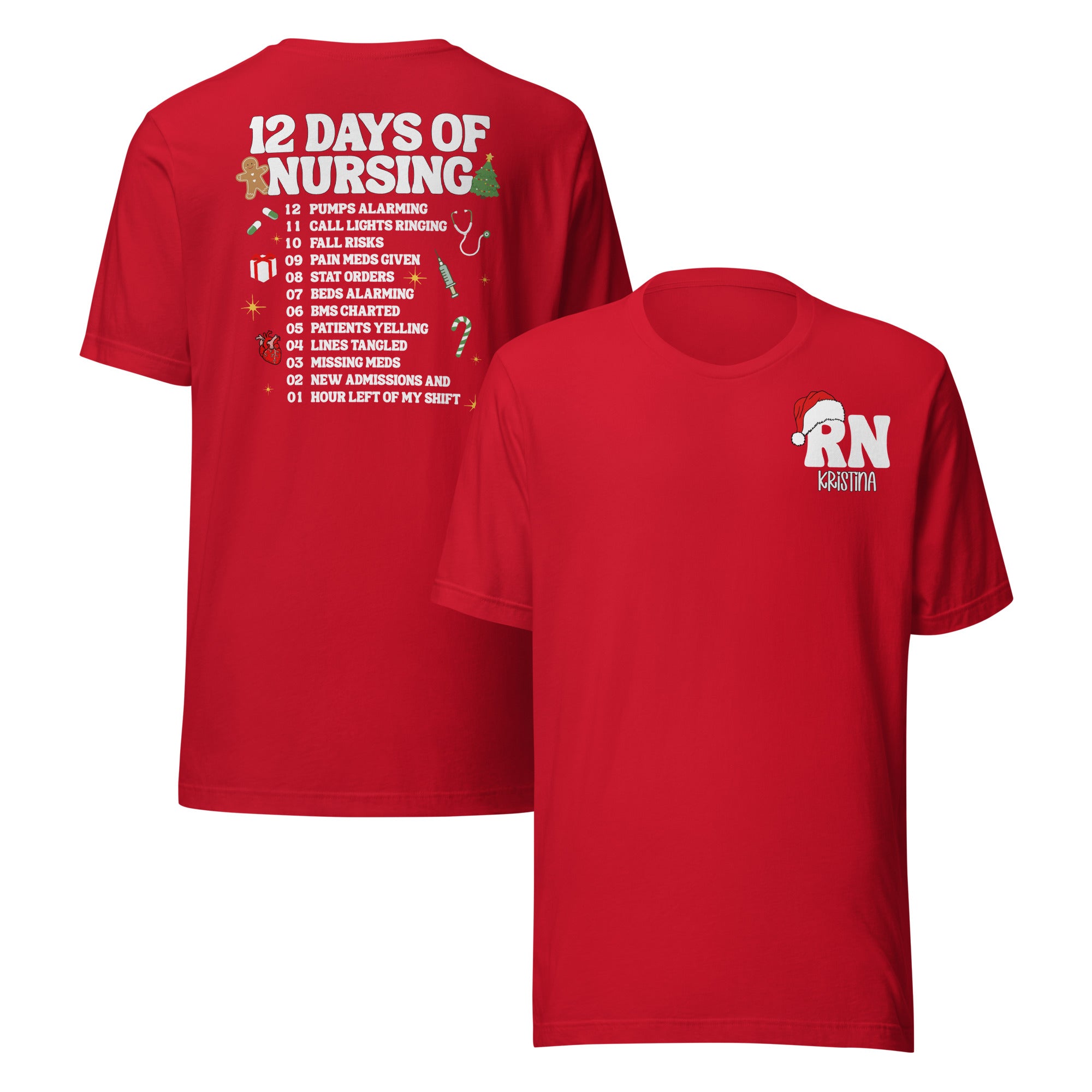 12 days of Christmas Custom Nurse LPN Shirt