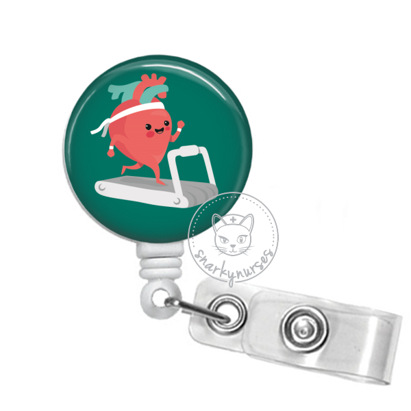 Retractable Badge Reel - Red Floral Heart - Badge Holder with Swivel Clip / Nurse Badge / Hospital / RN/ Md/ Cardiology / Cardio