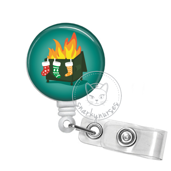  Dumpster Fire Badge Holder with Retractable Reel and