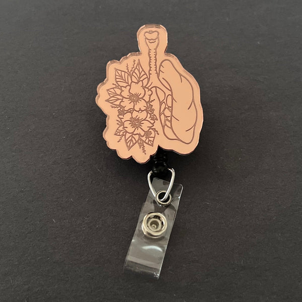 Mirrored Badge Reel: Floral Lungs