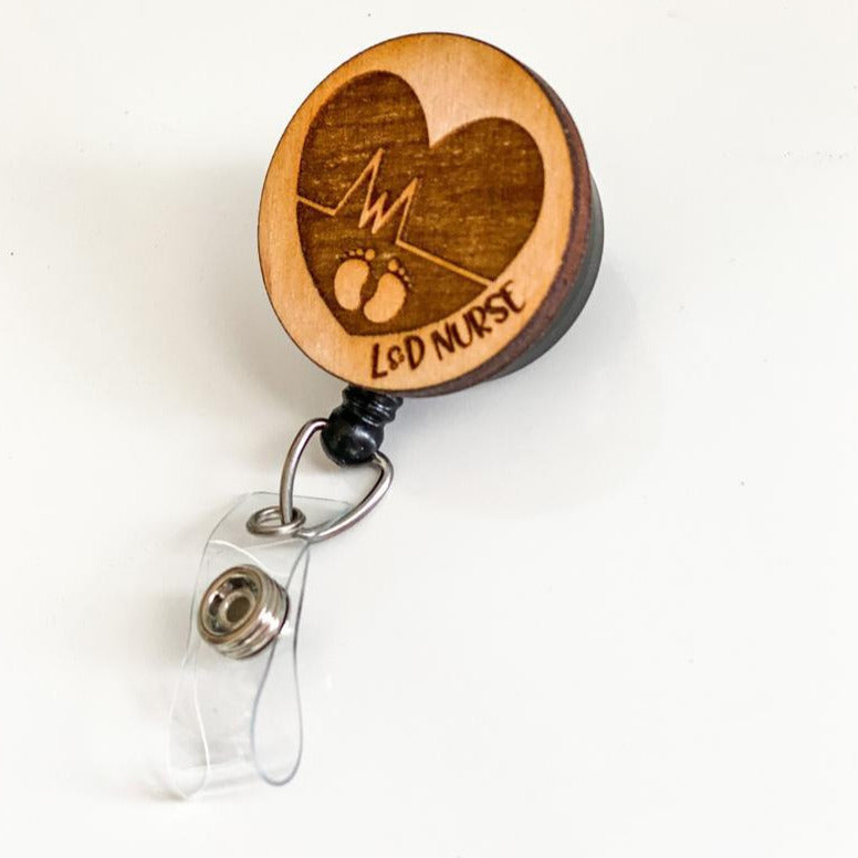 Wooden Badge Reel: L&D Nurse