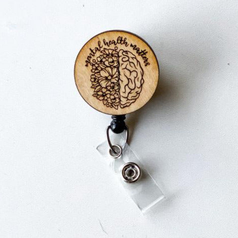 Wooden Badge Reel: Mental Health Matters