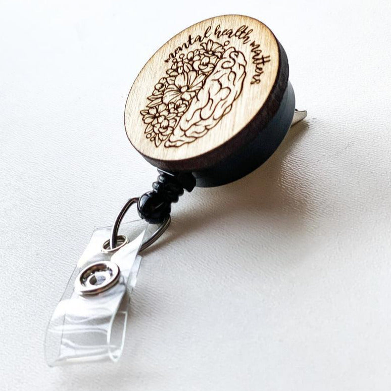 Wooden Badge Reel: Mental Health Matters