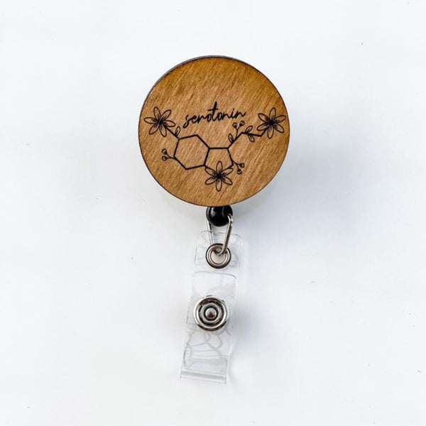 Wooden Badge Reel: Serotonin