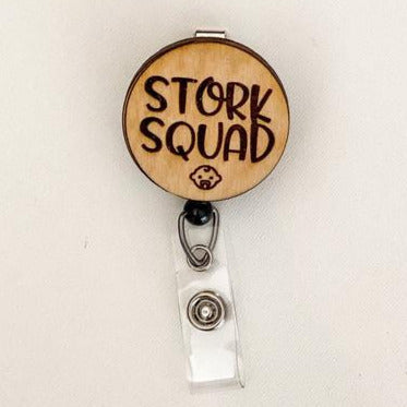 Wooden Badge Reel: Stork Squad – snarkynurses