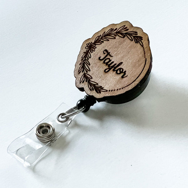 Wooden Badge Reel: Circle - Personalize!