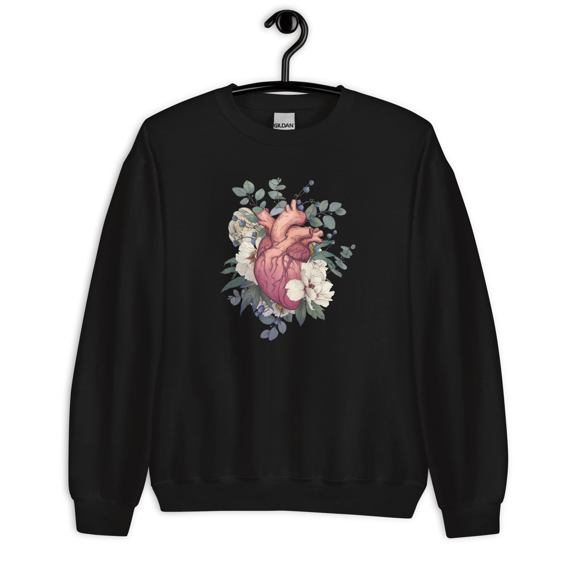 Sweatshirt: Floral Anatomical Heart