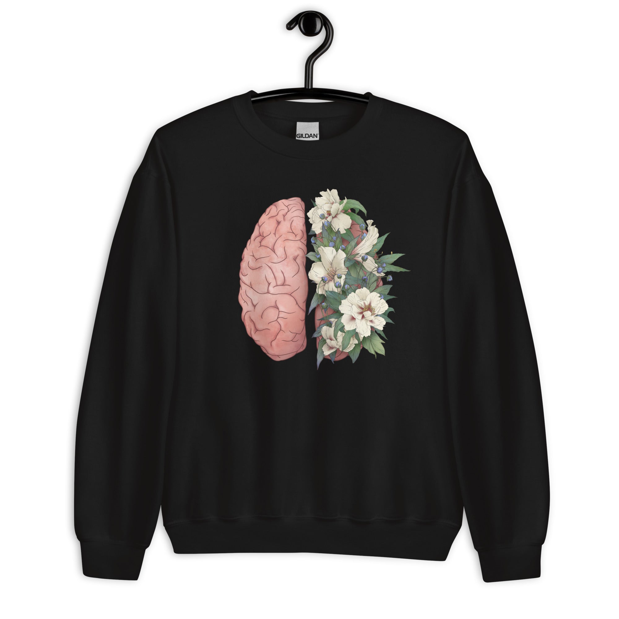 Sweatshirt: Floral Anatomical Brain