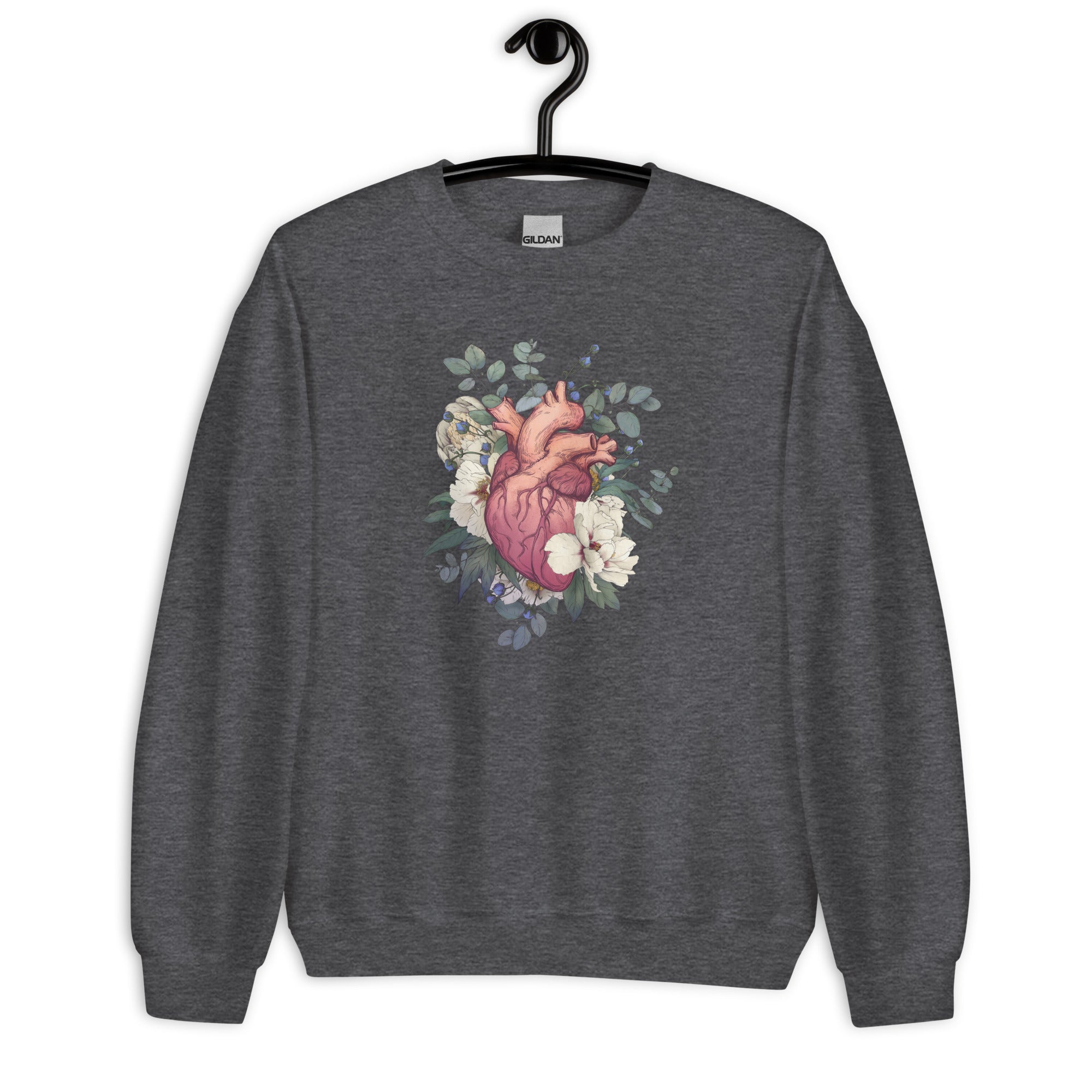 Sweatshirt: Floral Anatomical Heart