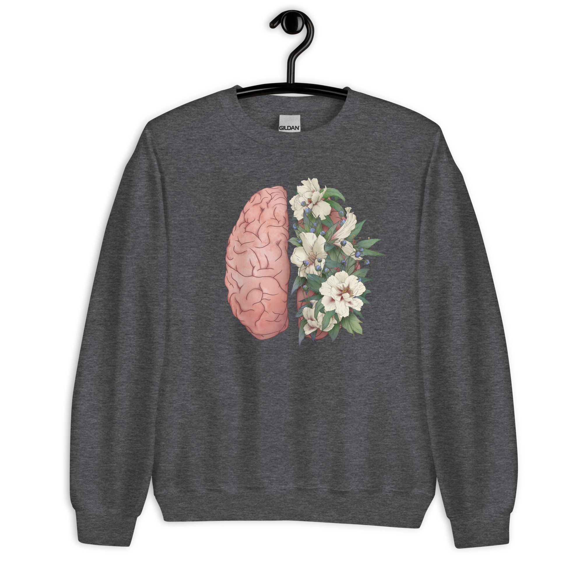 Sweatshirt: Floral Anatomical Brain