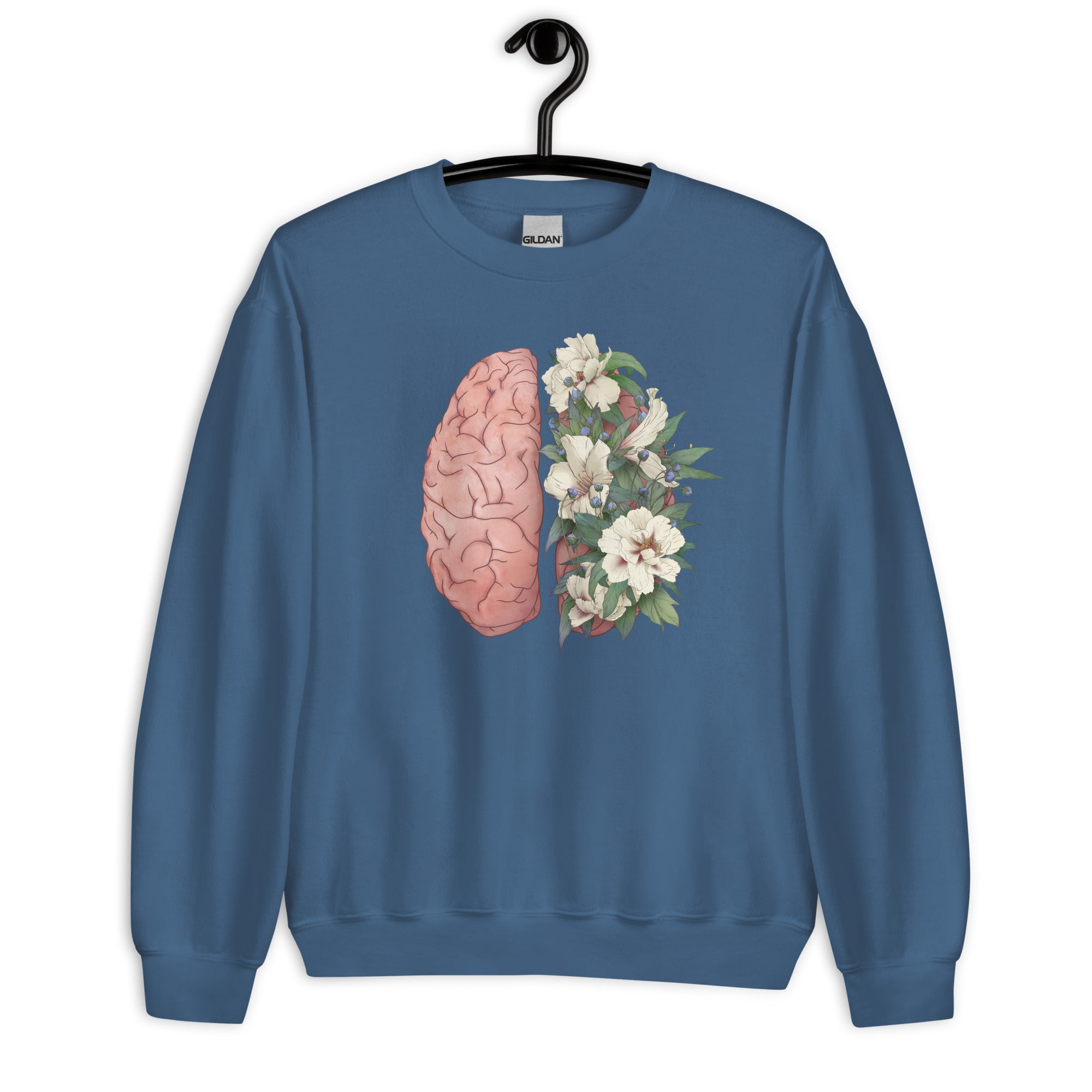Sweatshirt: Floral Anatomical Brain