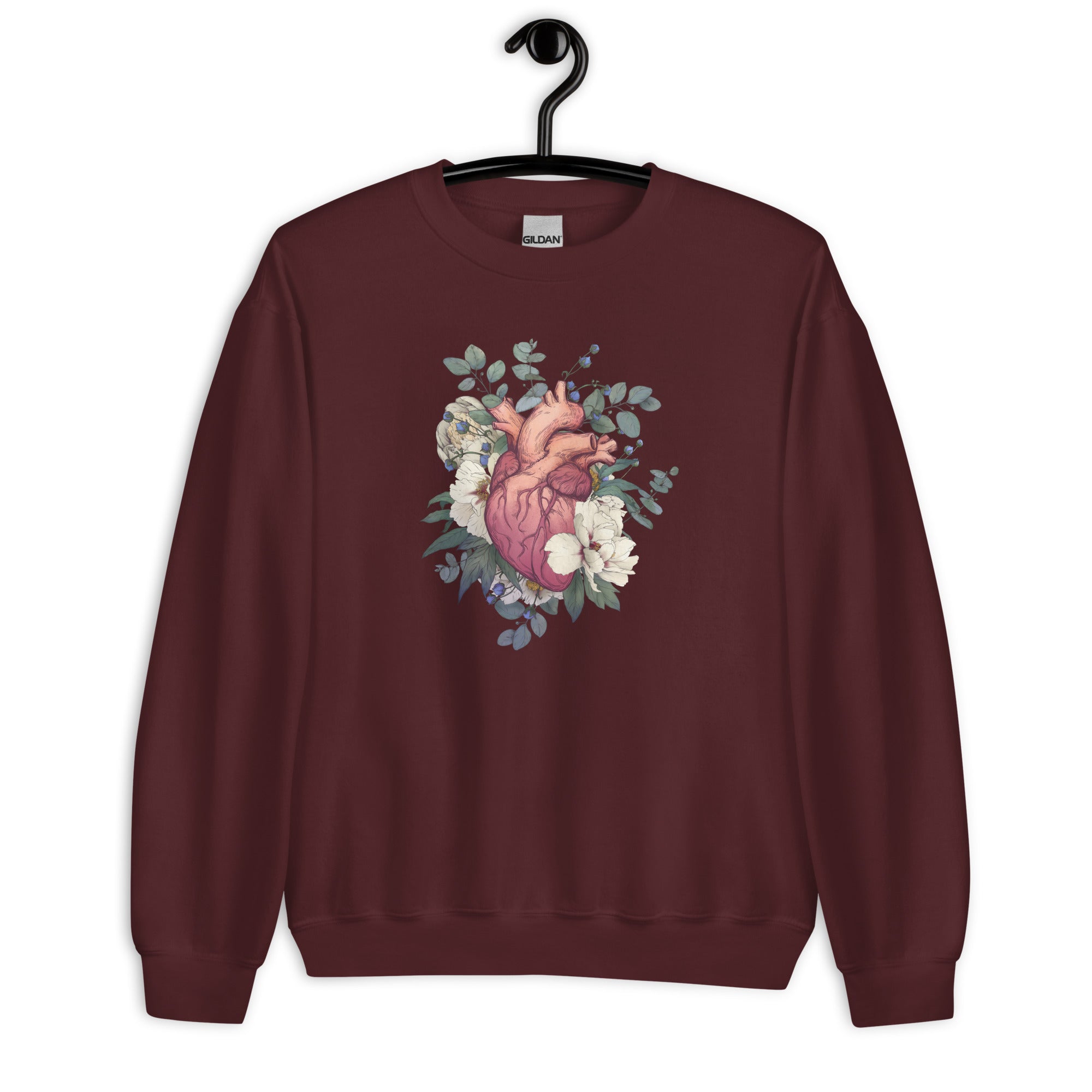 Sweatshirt: Floral Anatomical Heart