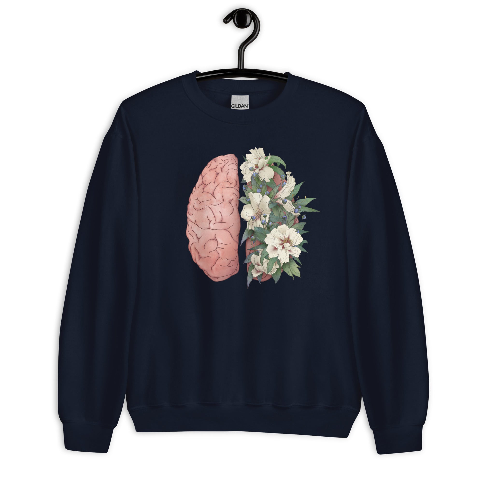 Sweatshirt: Floral Anatomical Brain