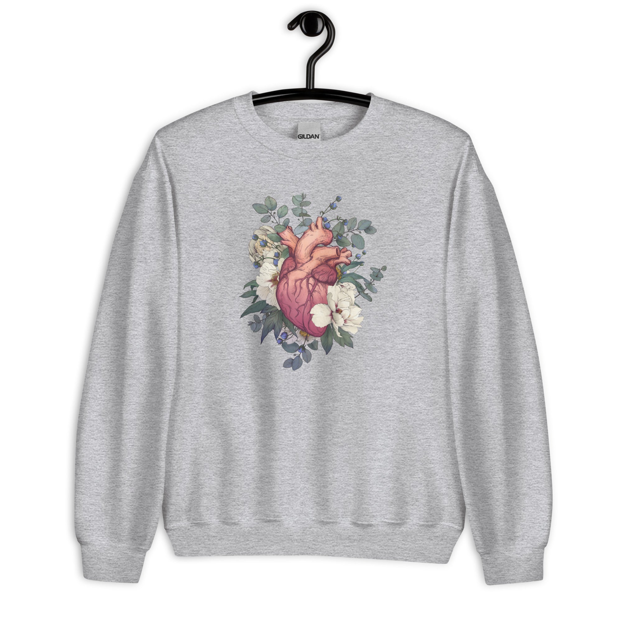 Sweatshirt: Floral Anatomical Heart