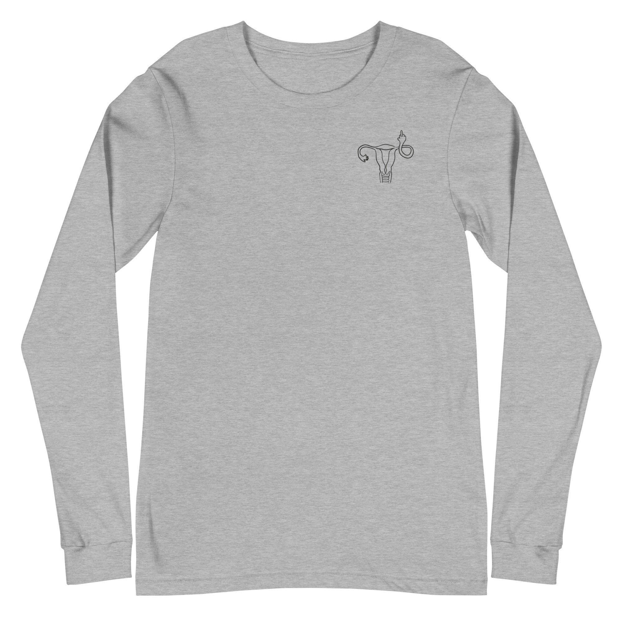 Middle Finger Uterus - Left Chest - Long Sleeve