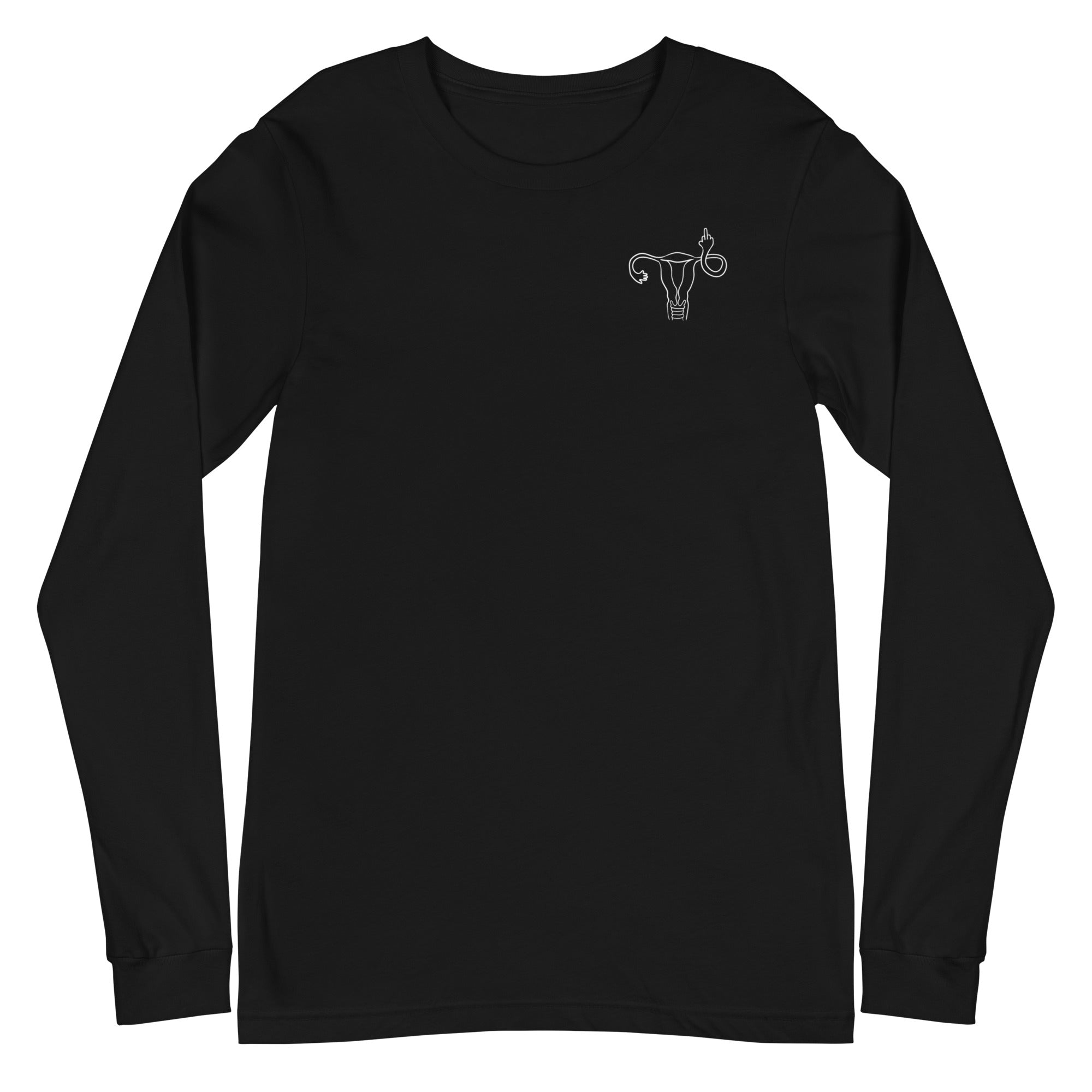 Middle Finger Uterus - Left Chest - Long Sleeve