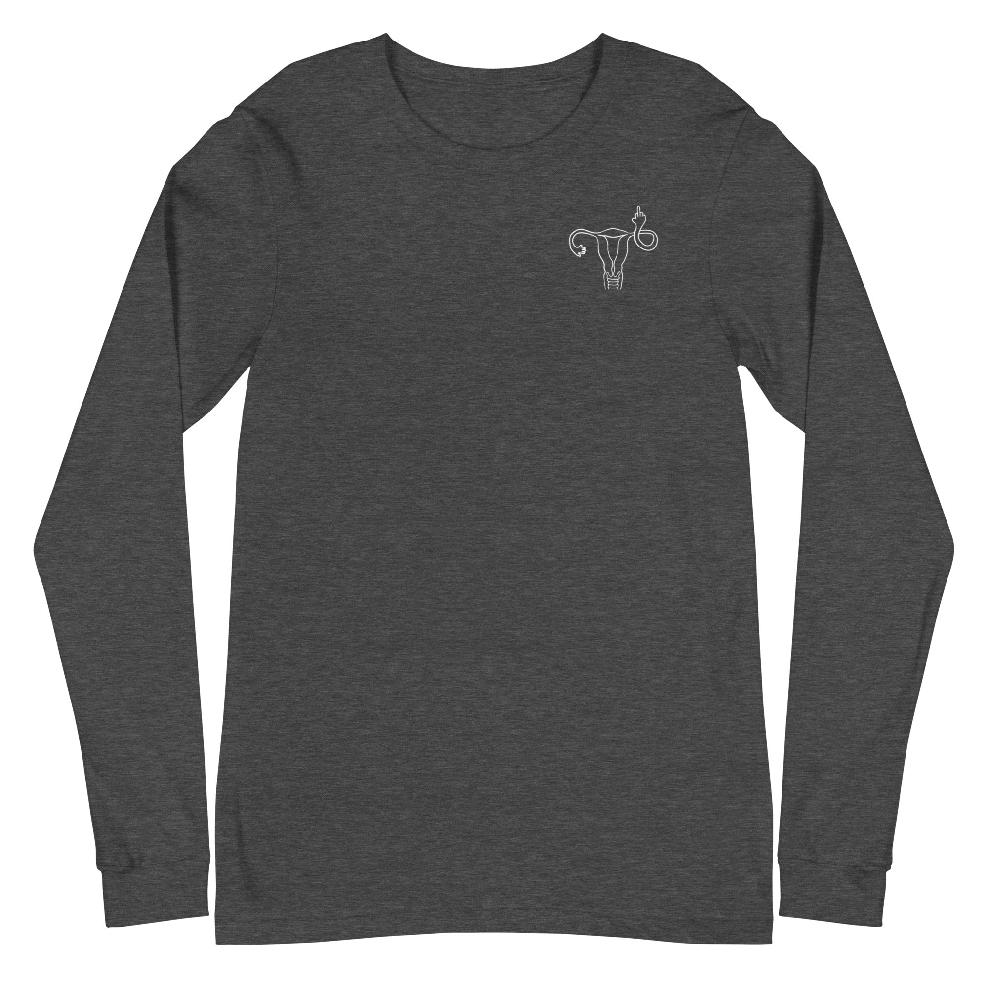 Middle Finger Uterus - Left Chest - Long Sleeve