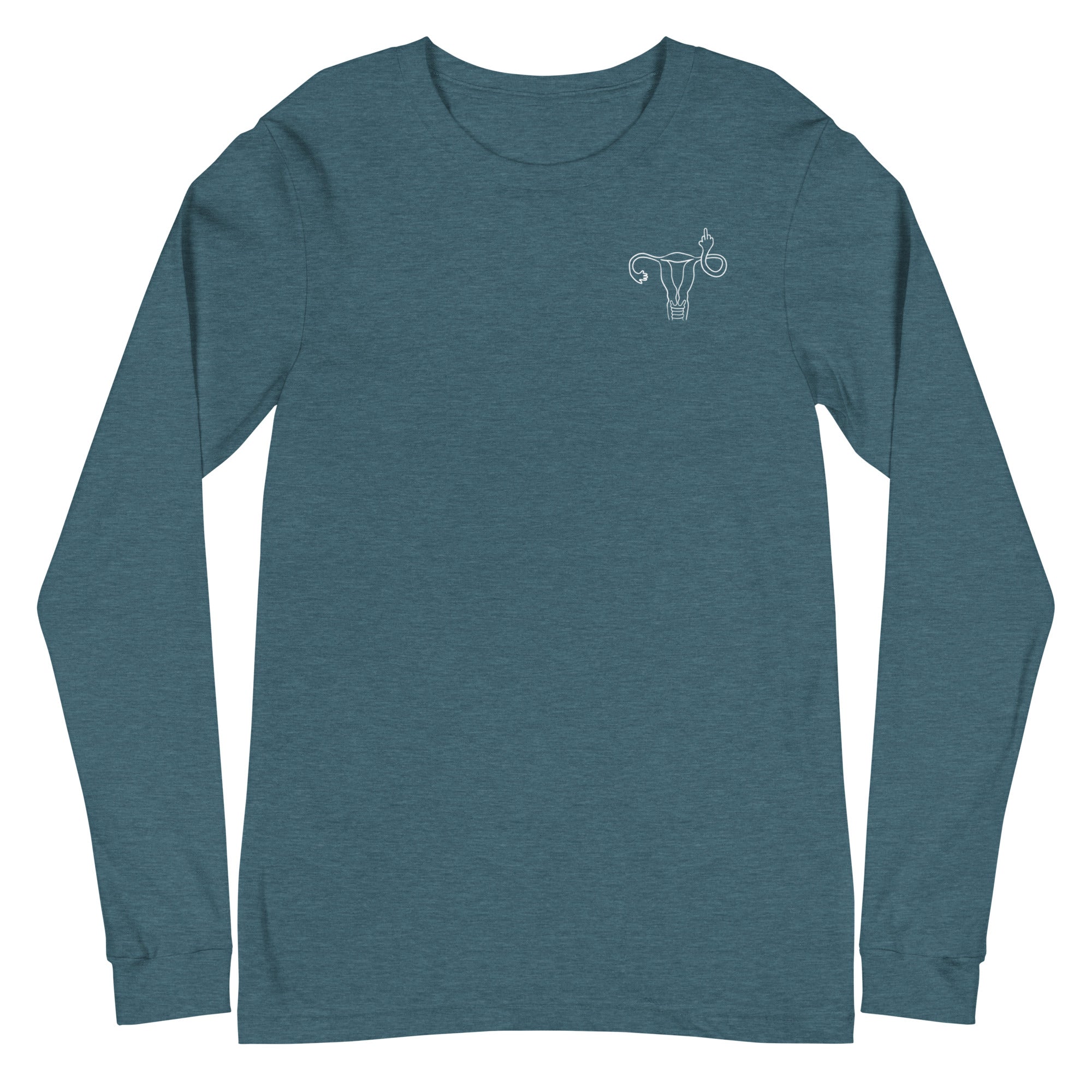 Middle Finger Uterus - Left Chest - Long Sleeve