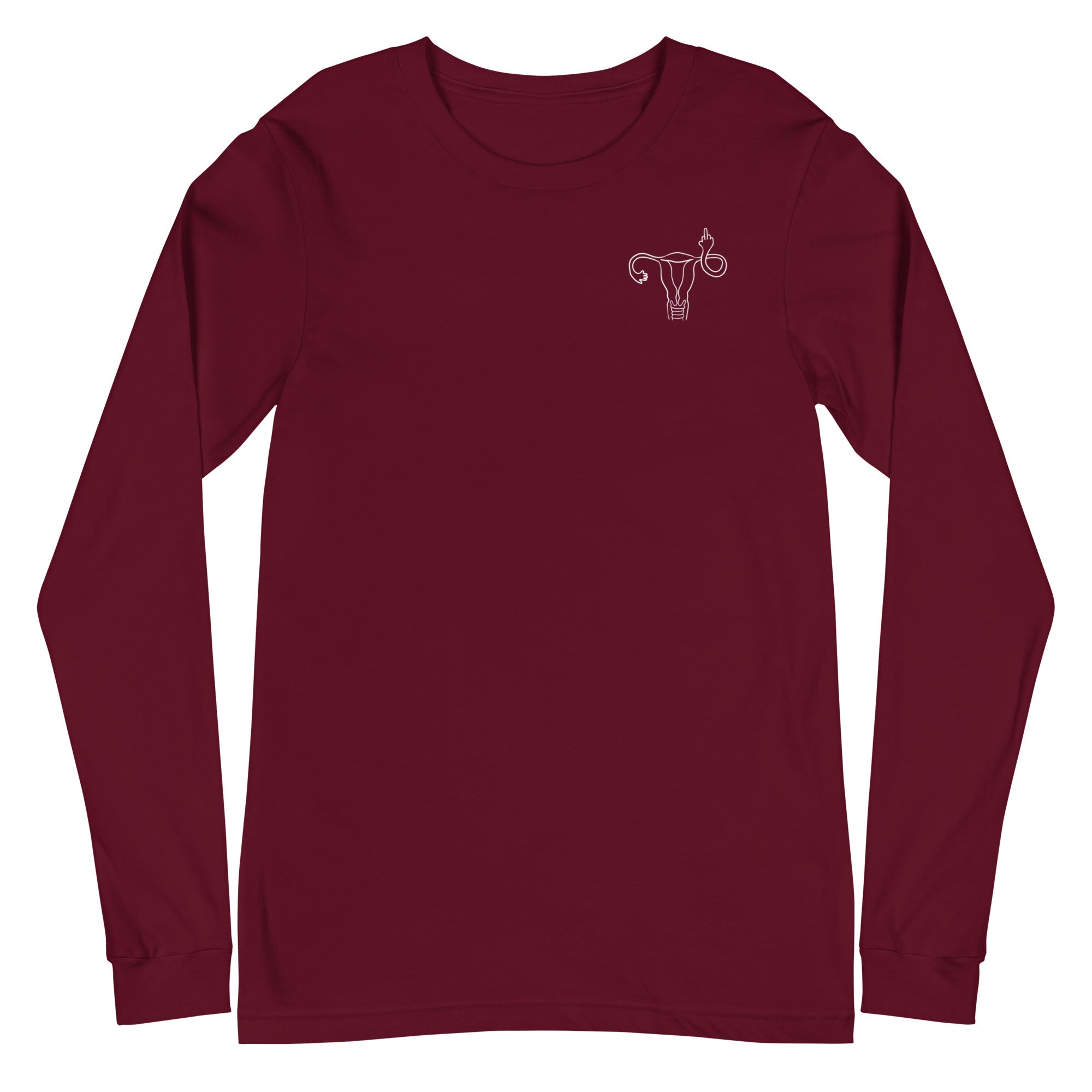Middle Finger Uterus - Left Chest - Long Sleeve